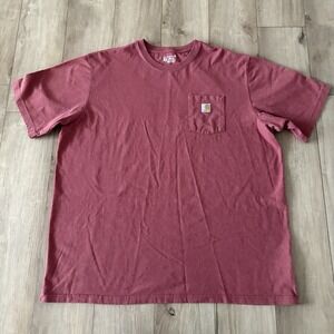 Carhartt Men's Loose Fit Red Pocket Logo Cotton Crew Neck T-Shirt Size 3XL Tall